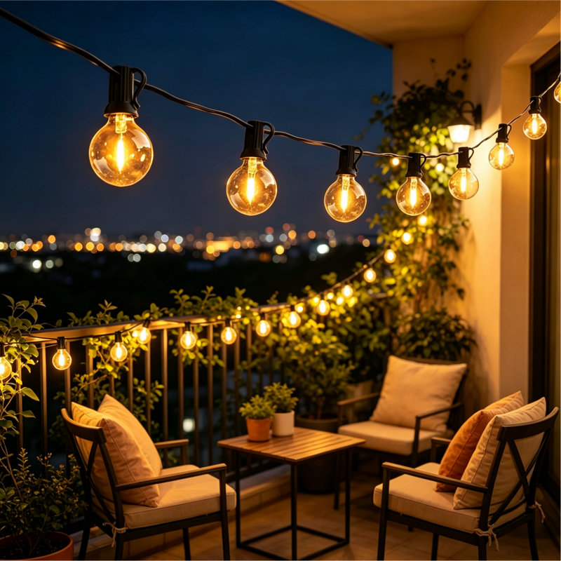 98ft Outdoor String Lights With 50+1 G40 Led Bulbs, Shatterproof Waterproof Connectable Plug-in Globe Lights For Backyard Patio Garden