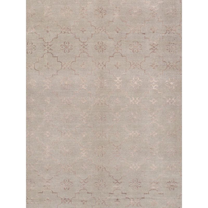 Azerbaijan Hand Knotted Wool Geometric Area Rug in Gray, Rectangle 9' x 12'
