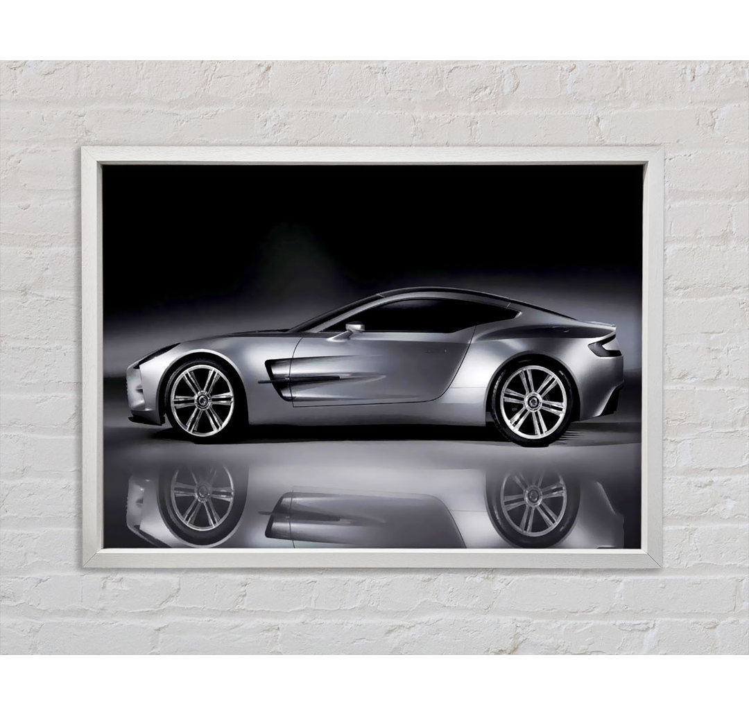 Aston Martin DB9 Silver Side Profile - Einzelner Bilderrahmen Kunstdrucke auf Leinwand