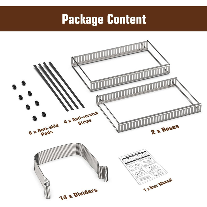 Cutting Board Organizer Rack, Expandable Baking Tray And Cookie Sheet Organizer With 14 Adjustable Dividers, Bakeware Muffin Tin Cupcake Pan Storage Organizer For Cabinet