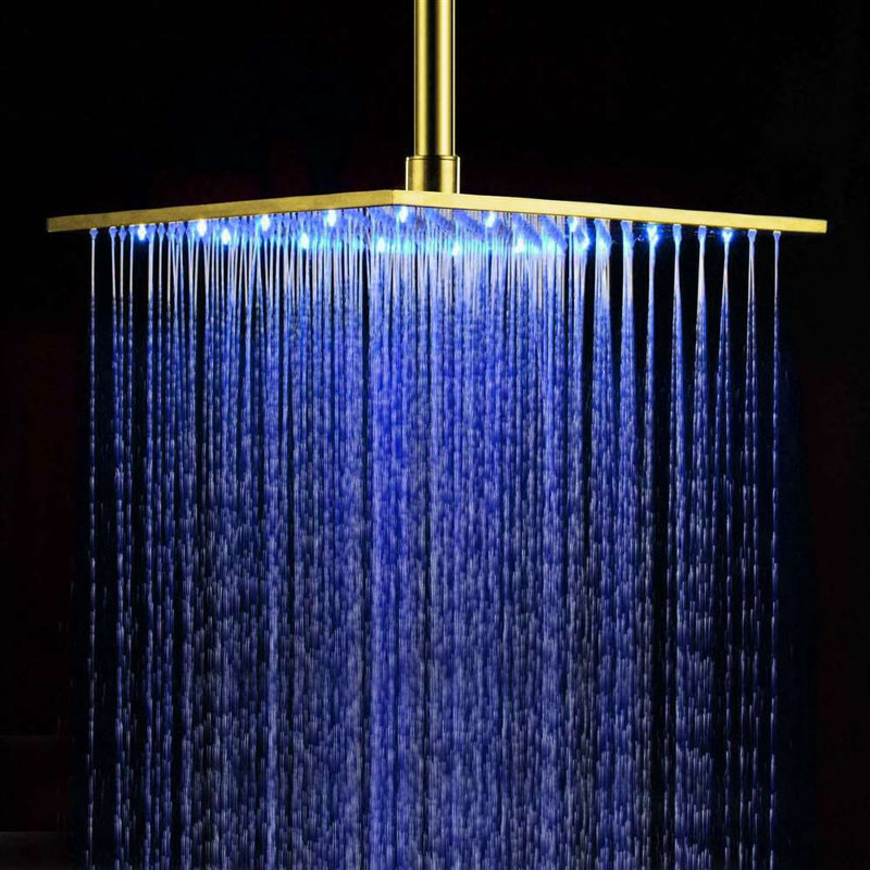 L'aquila Gold-Tone Brass Ceiling Mount Shower Set with Rainfall Showerhead