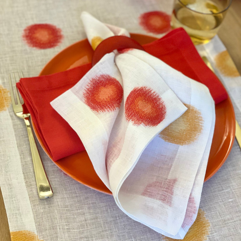 Confetti Napkins, White/Red Marigold