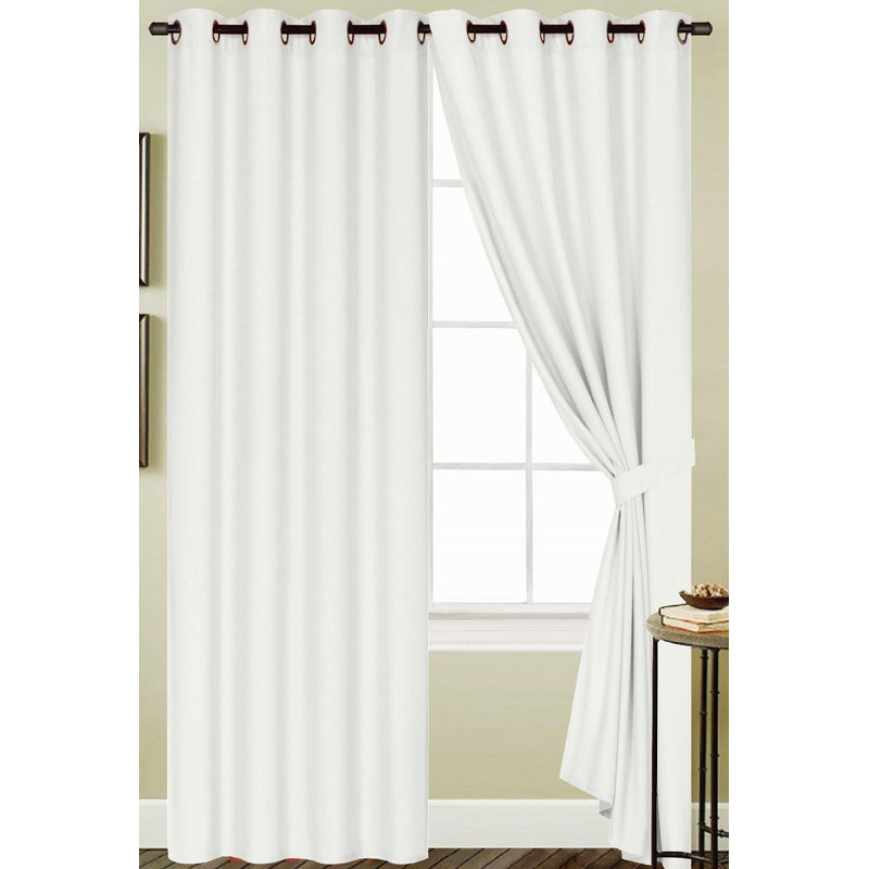 Monaca Semi-Sheer Window Curtain Panel with Grommets, White, 54" W x 84" L