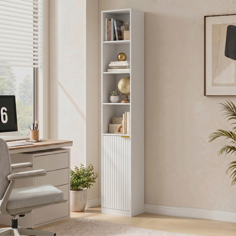 182 cm H x 30 cm W Bookcase, White, Gold