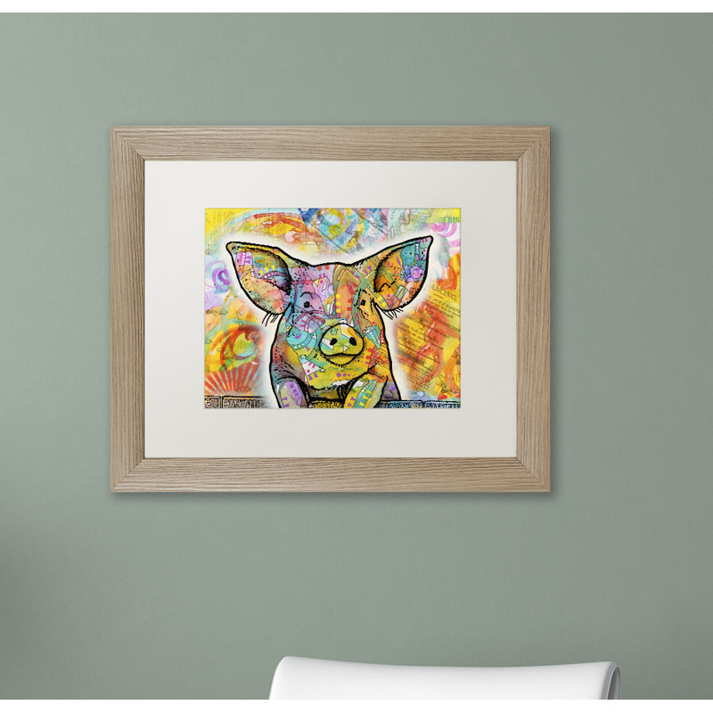 « the porc », impression encadrée sur toile, H 16 po x l 20 po x P 0,5 po, Toile avec cadre argenté, Blanc
