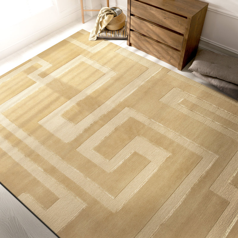 Geometric Area Rug in Biscuit/Ivory, Rectangle 6' x 9'