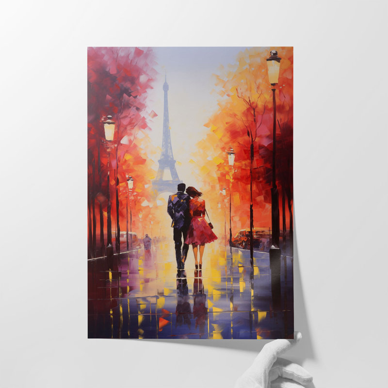 «Playful Urban Romance In Paris», reproduction, Toile encadrée flottée blanche, H 30 po x l 20 po x P 1,25 po