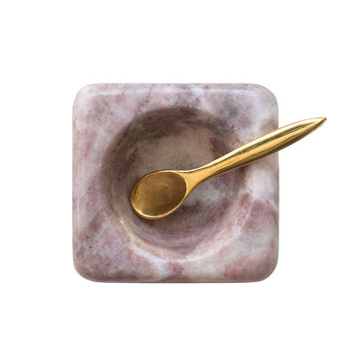 Marble Bowl With Brass Spoon
