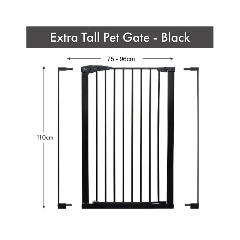 Darell Metal Pressure Mounted Pet Gate, Black