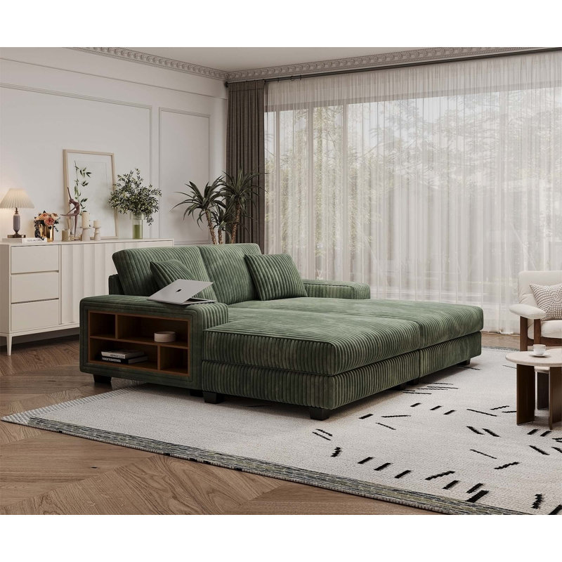 Versatile Convertible Sofa with Plush Cushions and Extra Storage