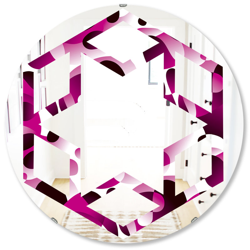 Miroir mural en forme de « hexagonale » à motif abstrait rétro à motif vi, 31,5 po x 31,5 po