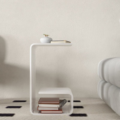 Modern Acrylic End Table With Storage C-Shaped Side Table