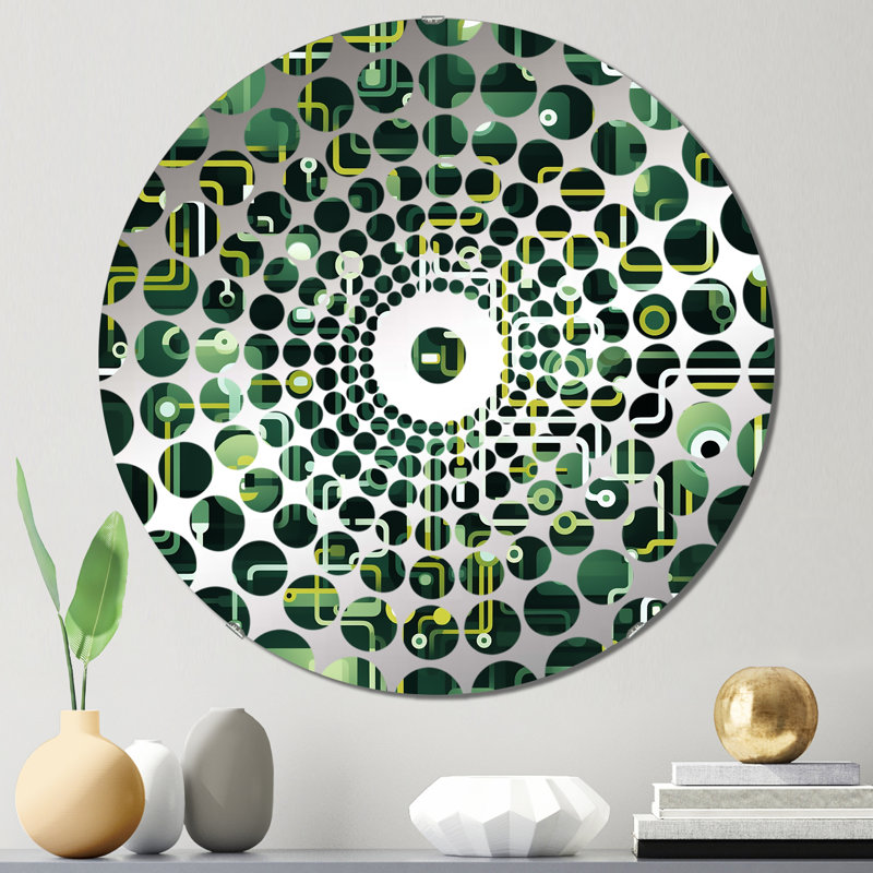 Miroir décoratif Green Techno Fusion Maze - Cercles concentriques, 23,6 po x 23,6 po