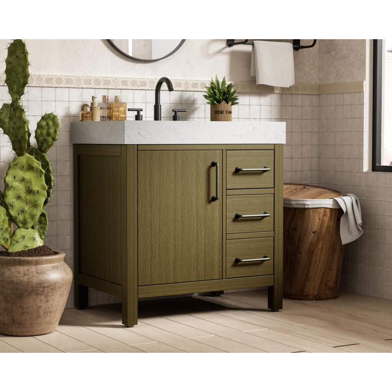 Meuble-lavabo simple 32 po_Traditional_VF60632, Brun châtaigne