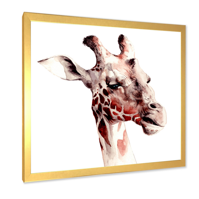 Portrait d'une girafe - sur, Impression dorée sur toile encadrée, 30" H x 30" W x 1" D