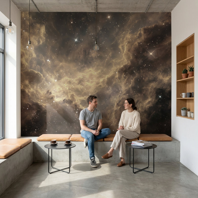 Papier peint double Nebula, Texturé non collé, 100"x96"