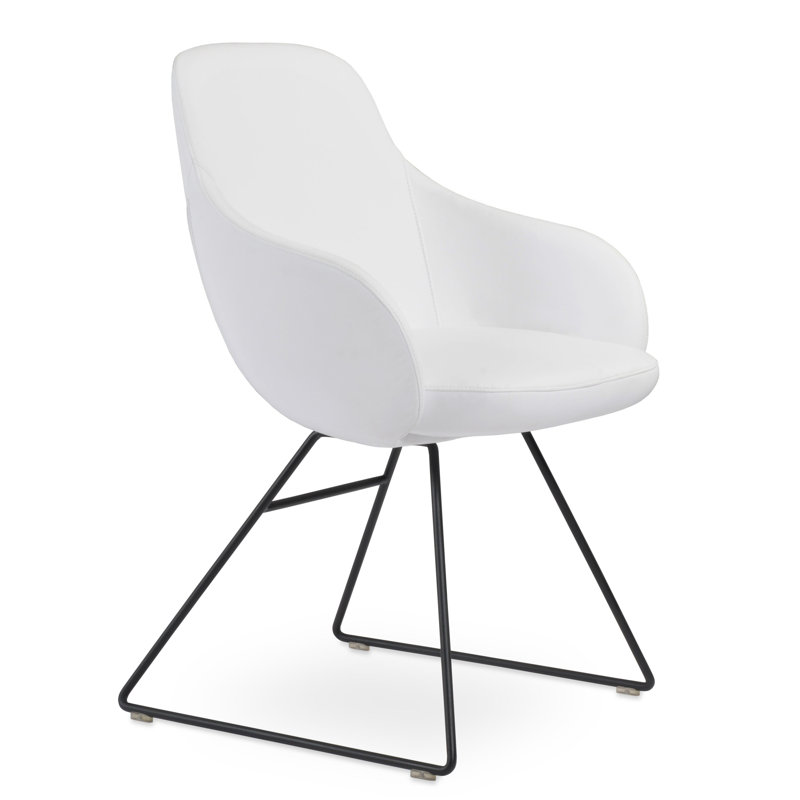 Fauteuil Gazel, Noir, Similicuir blanc