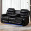 Ensemble de salon 3 pièces inclinable en faux cuir avec porte-gobelet, DEL et console-116403586