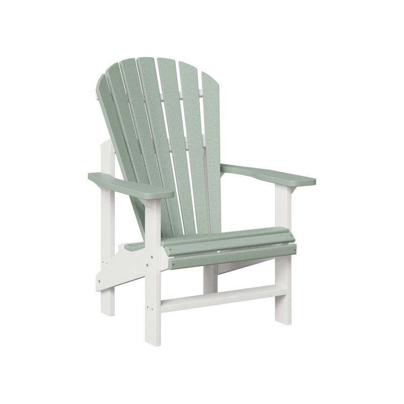 Berlin Gardens Comfo Back Upright Adirondack Chair, Seafoam Top with White Base
