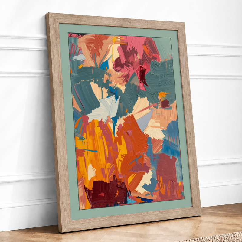 Collision of Colour Abstract - Framed Print, A1 - 84.1 x 59.4 cm, Oak