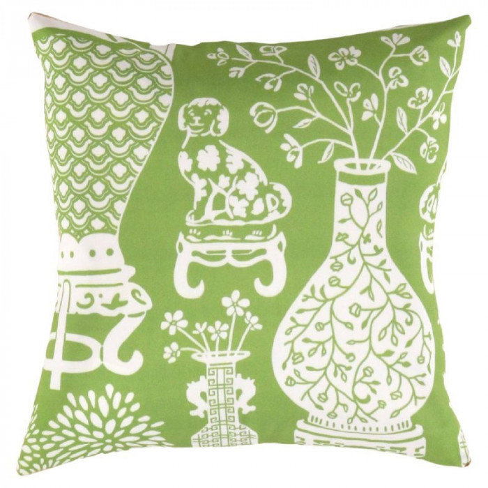 Coussin Turkish, H 24 po x l 24 po, Olive / Blanc