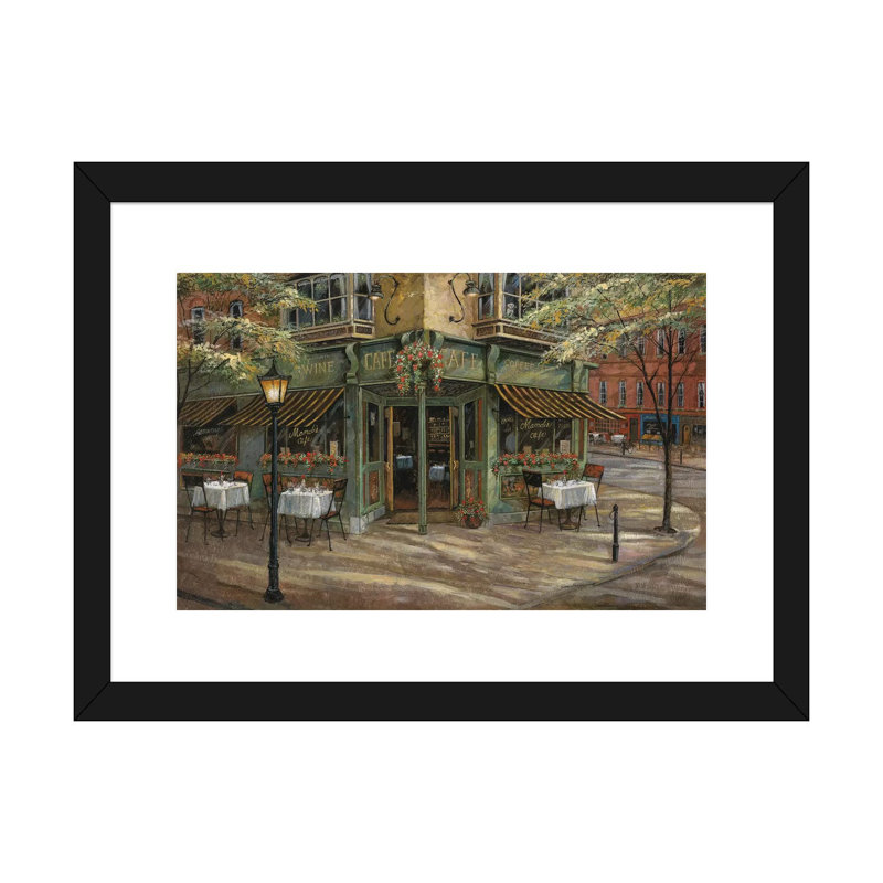 Mandi's Café par Ruane Manning - reproduction d'art, H 24 po x l 32 po x P 1 po, Papier encadré noir, Blanc