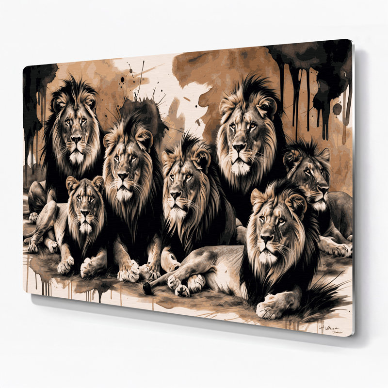 «Big Cats Lions», art mural en métal noir
