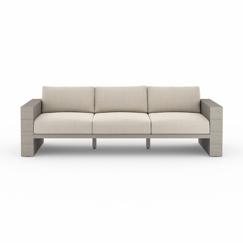 Tsubaki 96" Wide Patio Sofa, Weathered Gray, Charcoal Polypropylene/Olefin