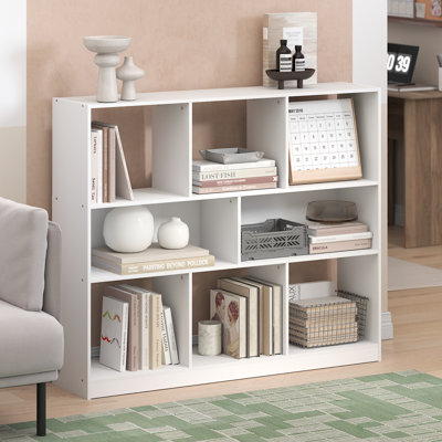 Natisha 8-Cube Horizontal 3 Tier Bookcase, Bookshelf, Storage Organizer, 47 Width
