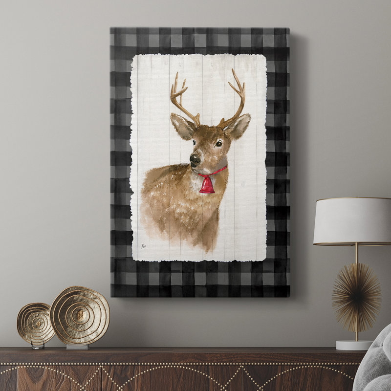 Cerf de Noël des Fêtes - Cavas de galerie, H 48 po x l 32 po