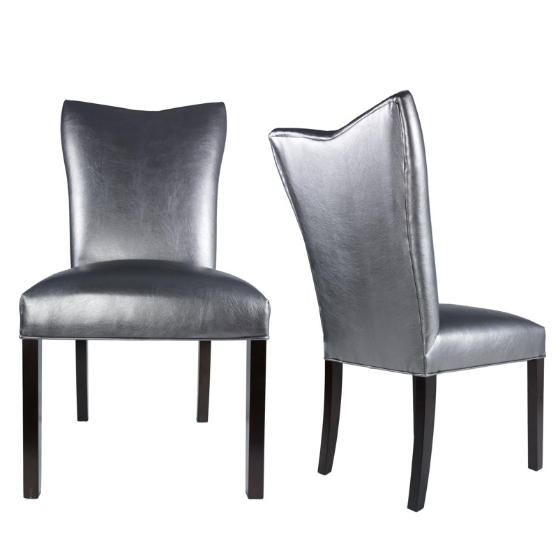 Chaise parsons contemporaine rembourrée en vinyle Hilley, Étain