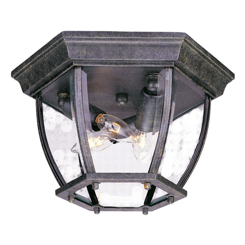 Porterfield Glass Flush Mount, Matte Black, Clear Beveled