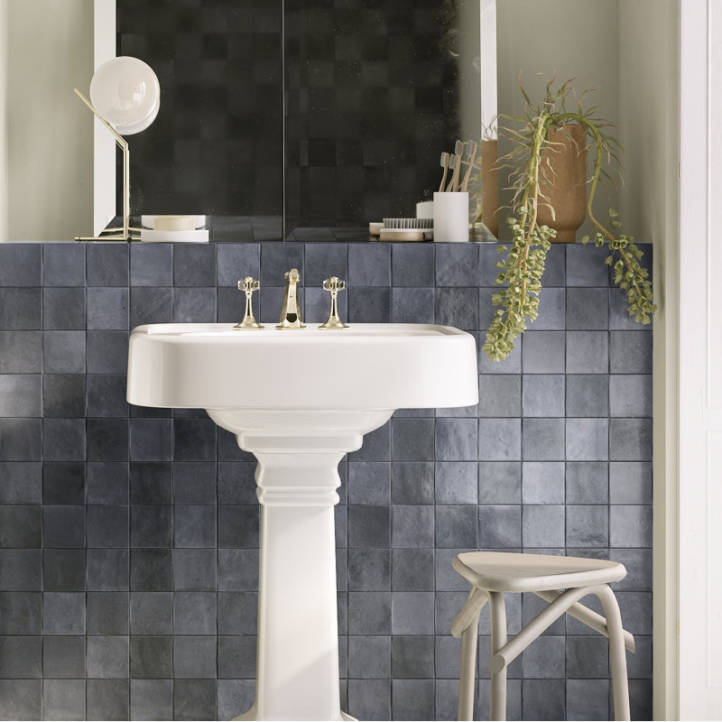 Marrakesh Zellige | 4"x4" Ceramic Wall Tile, Oltremare