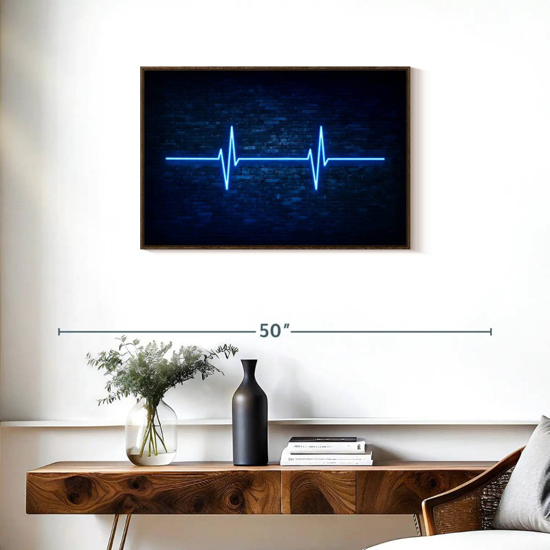 Blue Lifeline, Floating Frame Walnut, 31" X 21"