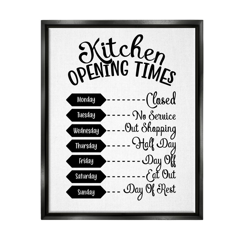 «Kitchen Kitchen Times», texte humoristique antique par lettré et doublé - reproduction sur toile flottante