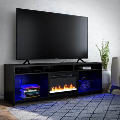 Meuble télé pour téléviseur de 75 po ou moins avec foyer électrique Amaryana