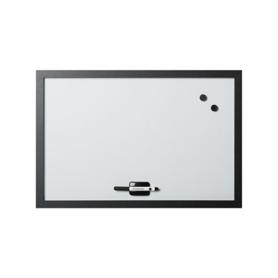 MasterVision Magnetic Dry Erase White Board, Includes Marker, Eraser & 2 Magnets, 18" x 24", Black Frame