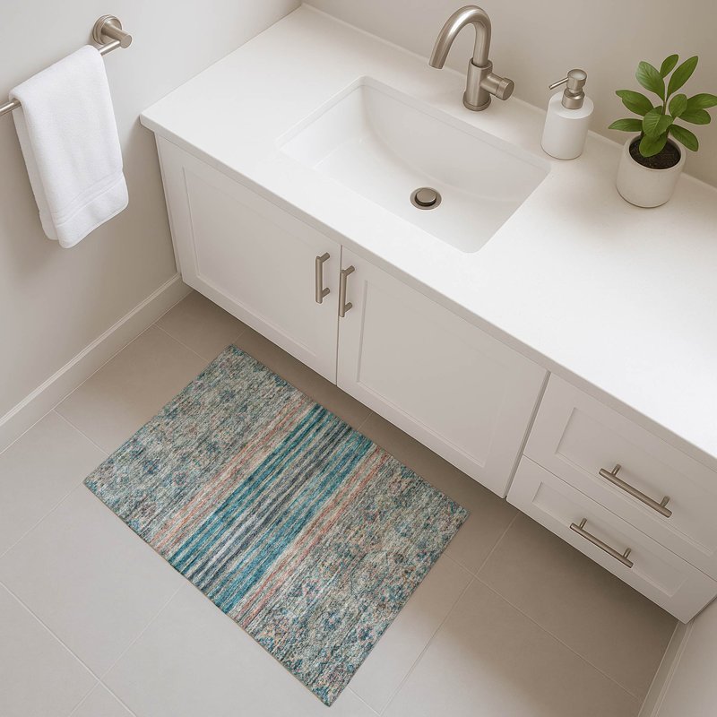 Premium Machine Washable Brennon AMF1641 Stripes Rug, Rectangle 1'8" x 2'6"