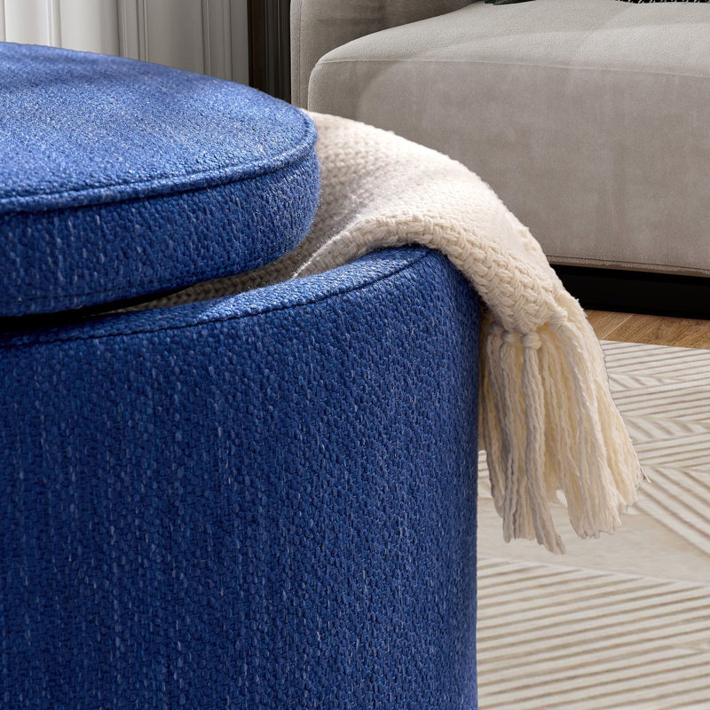 Table basse avec rangement et 2 repose-pieds, Bleu