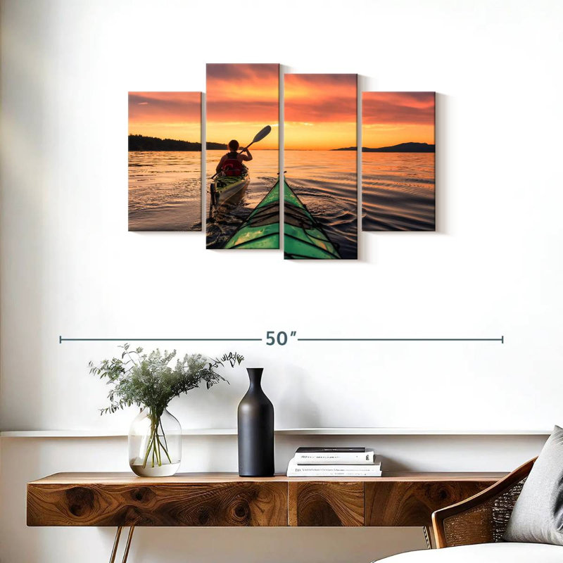 Gillard kayak au coucher du soleil, H 22 po x l 36 po