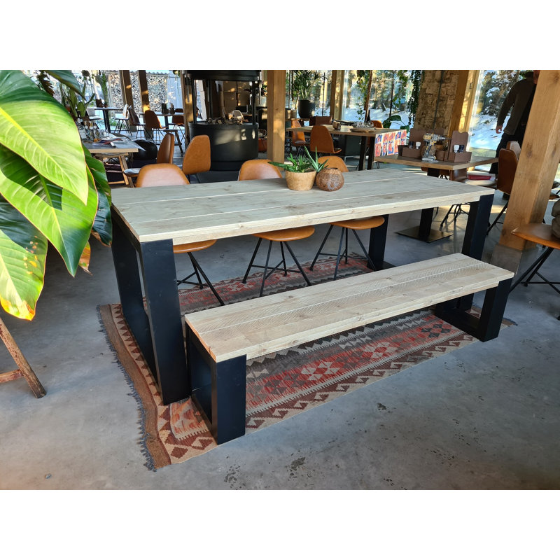 Pittsburg Wooden Garden Bench, 43 cm H x 150 cm W x 38 cm D, Brown/White