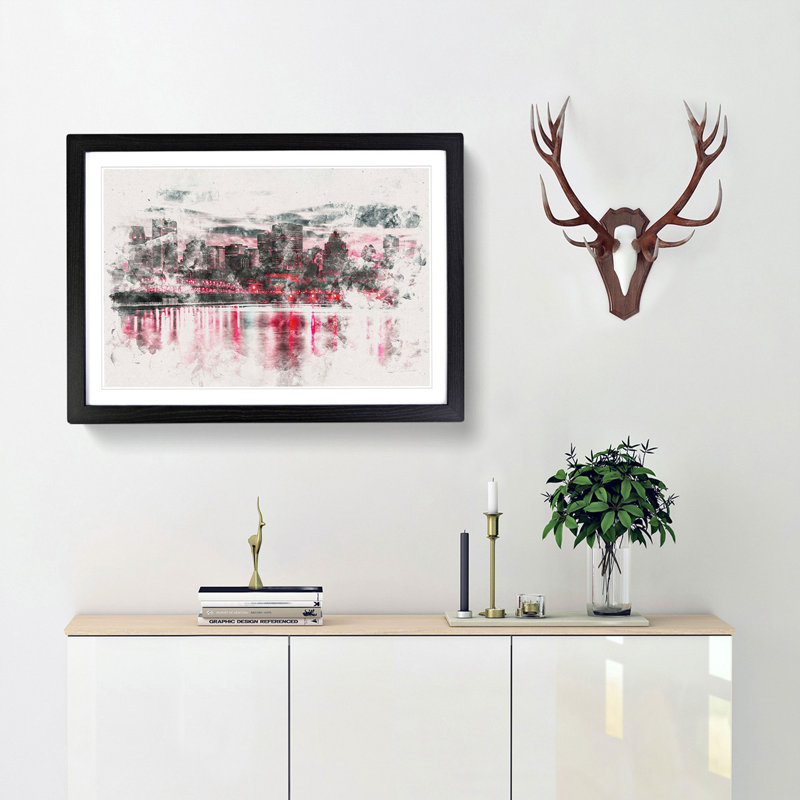 The Montreal Canada Skyline - Picture Frame Painting Print, 33cm H x 45cm W x 2cm D, Black Framed