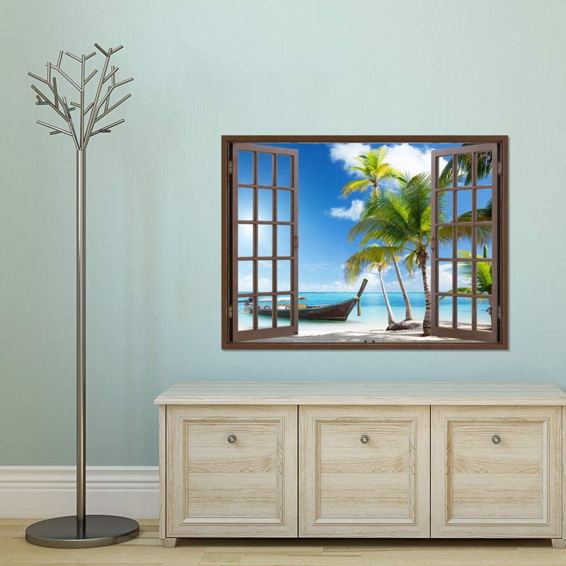Window Brown Scenery Peel & Stick Border, 36" W x 48" L