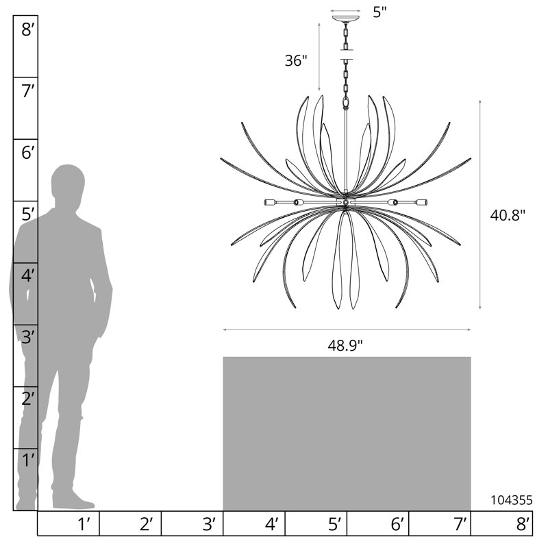 Dahlia Sputnik Sphere Chandelier, Oil Rubbed Bronze, 40.8" H x 48.9" W x 48.9" D