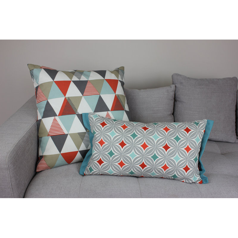 Amelia Geometric Square Cushion, 43 x 43cm, Cushion Cover, Terracotta Orange