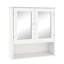 Armoire murale de salle de bain avec portes et tablettes à double miroir - Tablettes réglables peu encombrantes peintes en blanc Instructions d'assemblage incluses Instructions élégantes et pratiques