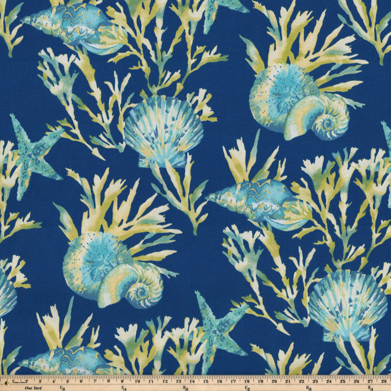 Pacific Blue Coastal Shells and Corals Outdoor Throw Pillow Set