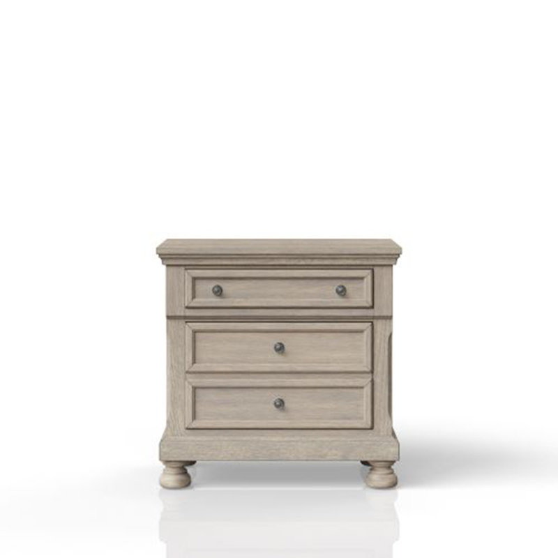 Table de chevet 2 tiroirs gris antique