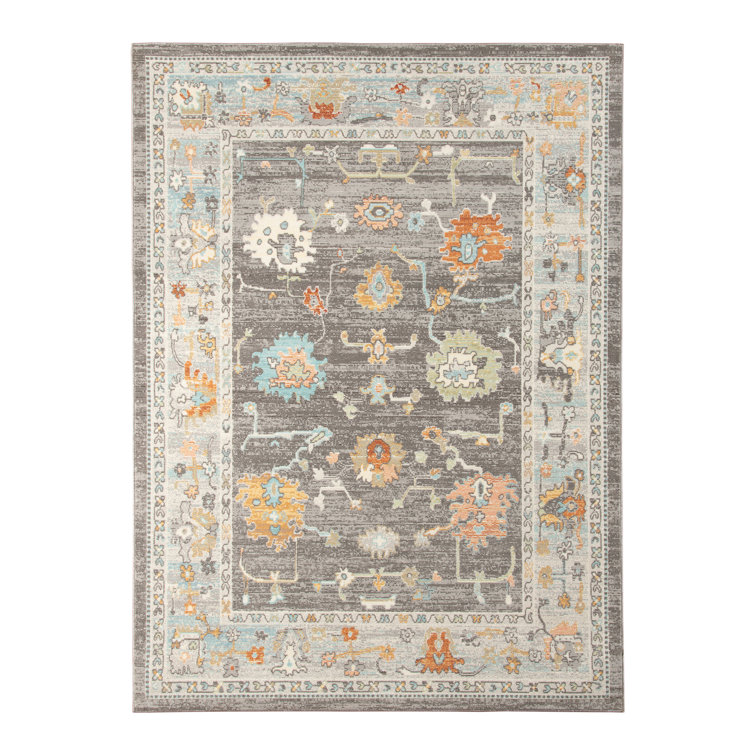 Lucama Bordered Floral Durable Performance Indoor/Outdoor Area Rug