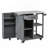 Outdoor Kitchen Island Fir Wood Prep Station Lockable Kitchen Cart with Stainless Top, Ample Storage Space-128765672